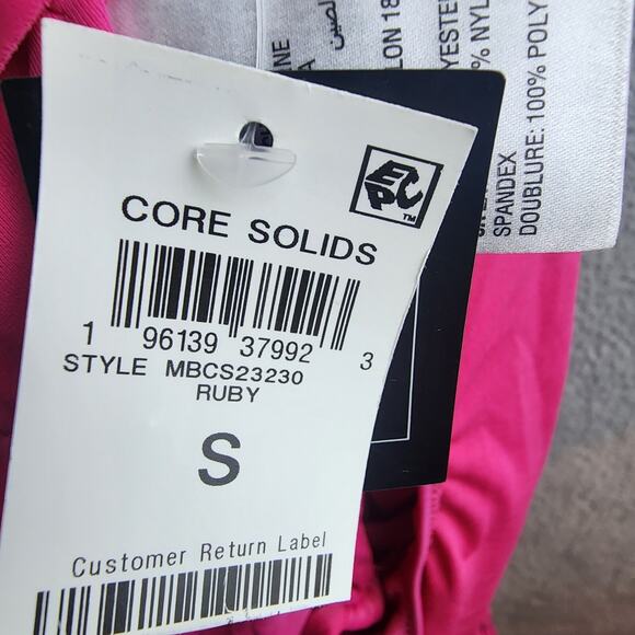 Bar III Swimsuit Ruby Pink Solids One Piece Halter Cowlneck Monokini Size S - Picture 7 of 8